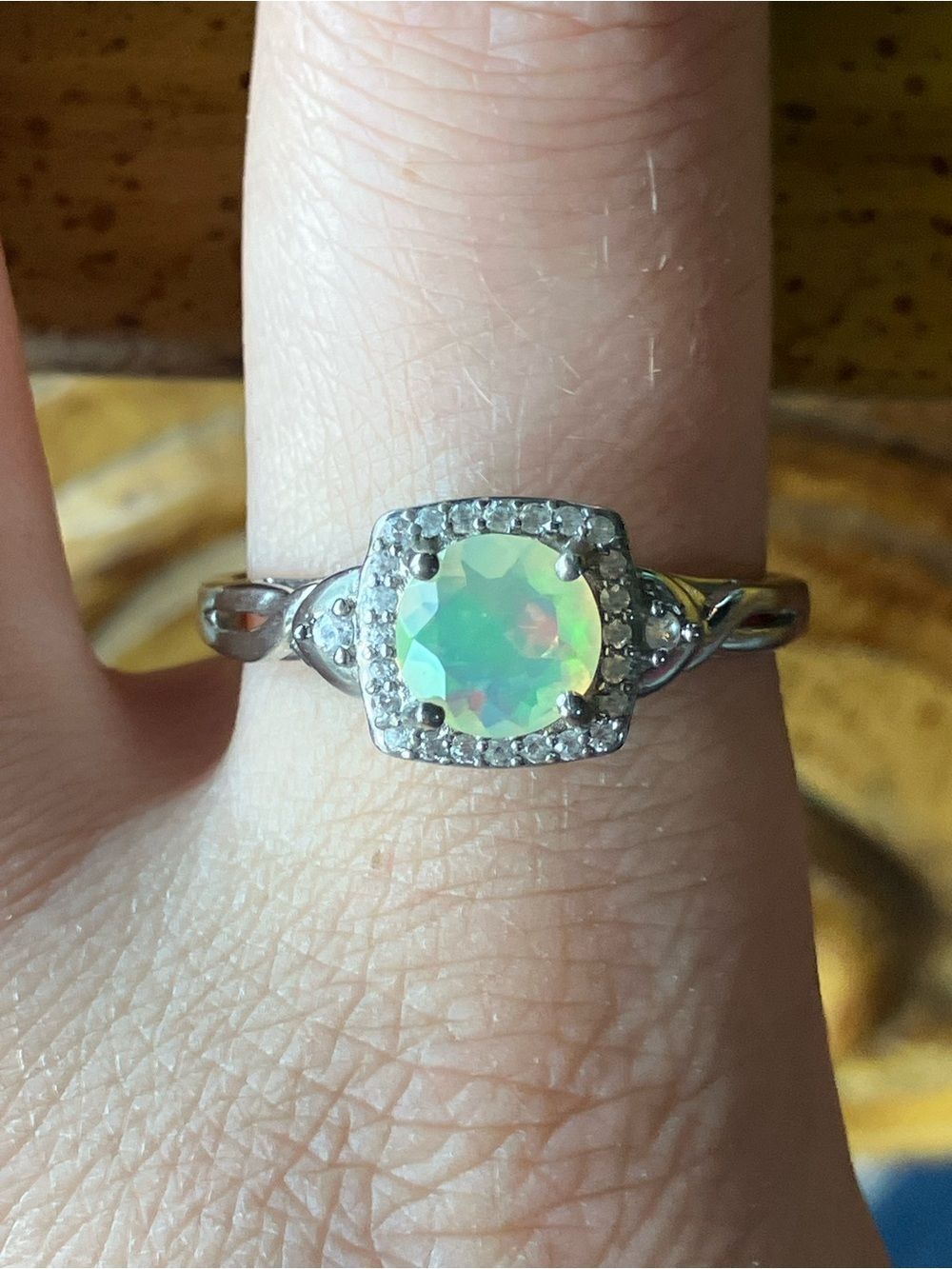 Natural Ethiopian Opal Sterling Silver Ring Size 10.5